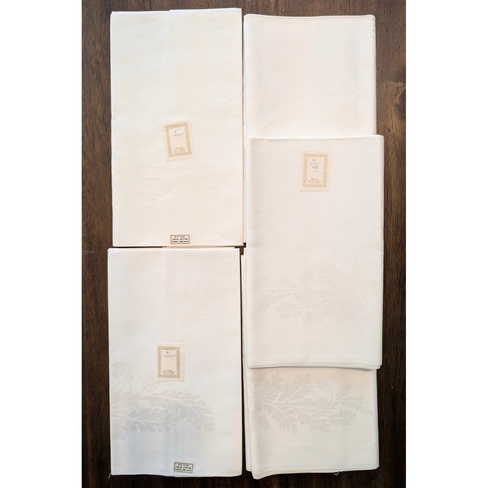 Rock Island Railroad Vintage Damask Linens White Belgium Cotton Railway Decor